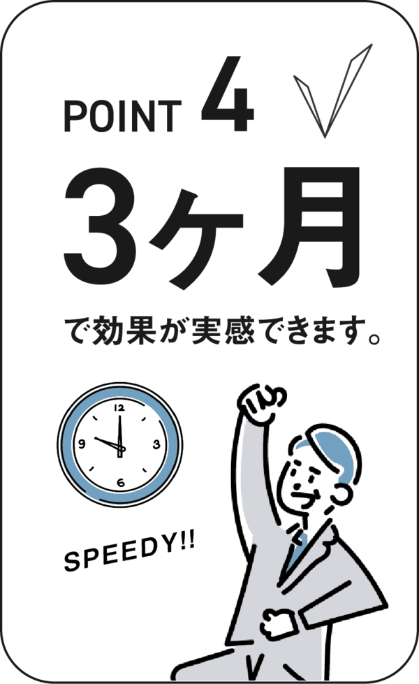 3ヶ月で効果が実感できます。